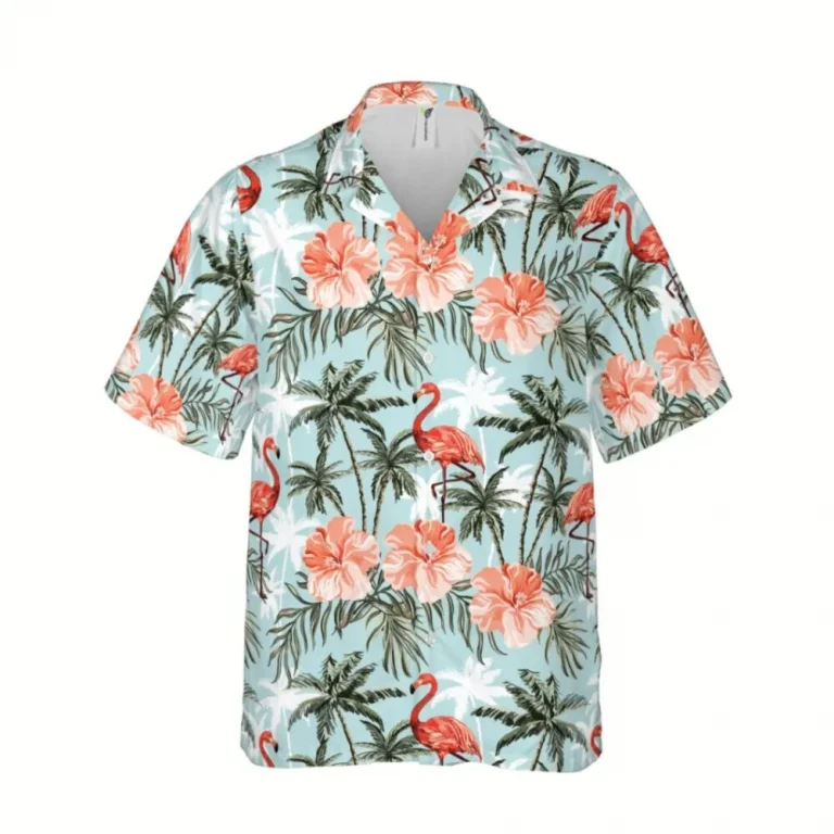 Flamingo And Palm Tree Hawaiian Shirt, Gift For Wife, Aloha Shirt For Mens, Womens