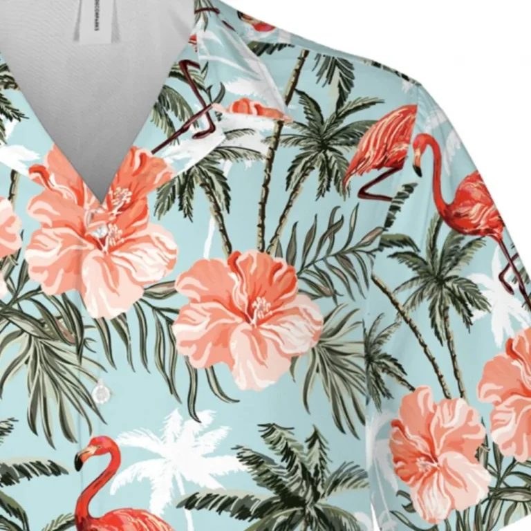 Flamingo And Palm Tree Hawaiian Shirt, Gift For Wife, Aloha Shirt For Mens, Womens