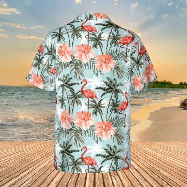 Flamingo And Palm Tree Hawaiian Shirt, Gift For Wife, Aloha Shirt For Mens, Womens