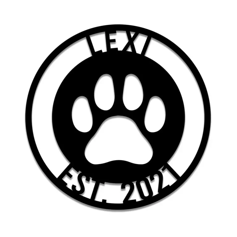 Personalized Dog Paw Metal Sign, Custom Pet Art Gift For Dog Lovers