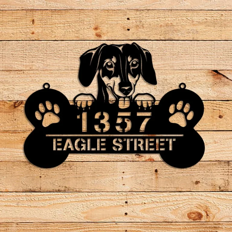 Personalized Dog Breed Dachshund Metal Sign, Custom Pet Housewarming Metal Art Wall Decor, Wedding, Anniversary Gift For Dog Lovers