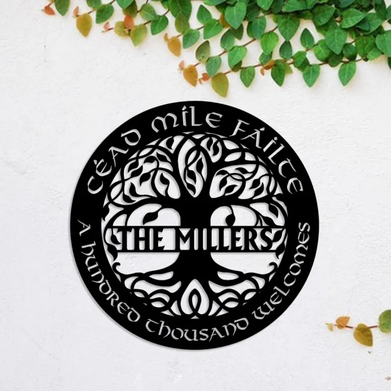 Personalized Tree Of Life Cead Mile Failte Irish Celtic Metal Sign