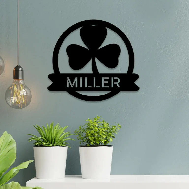 Personalized Three Leaf Clover Shamrock Irish Celtic Metal Sign, Wall Decor Gift