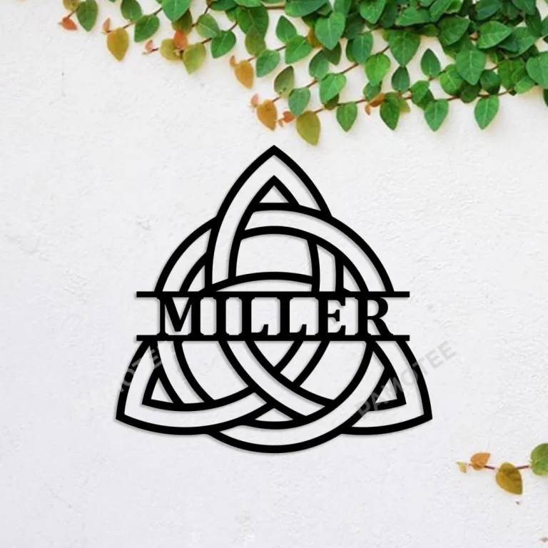 Triquetra Trinity Circle Knot Custom Name Metal Wall Art, Irish Home Decor, Various Sizes