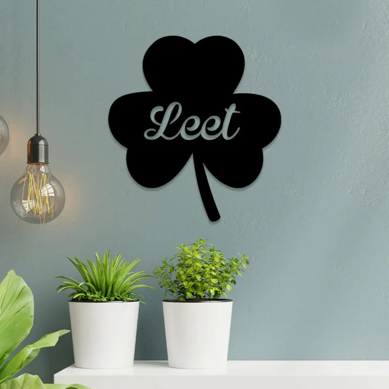 Personalized Leet Three Leaf Clover Shamrock Irish Celtic Metal Sign