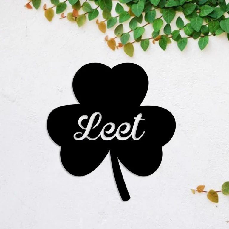 Personalized Leet Three Leaf Clover Shamrock Irish Celtic Metal Sign