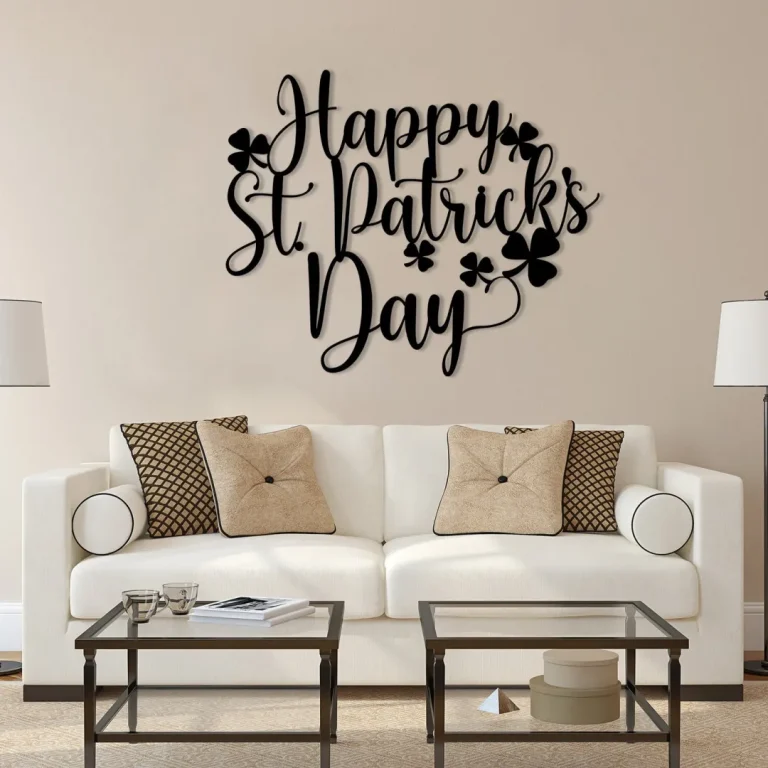 Happy St. Patrick's Day With Shamrock Metal Sign, Irish Pub, Bar Gift