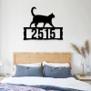 Personalized Address Cat Metal Sign, Wedding, Anniversary Gift For Cat Lovers