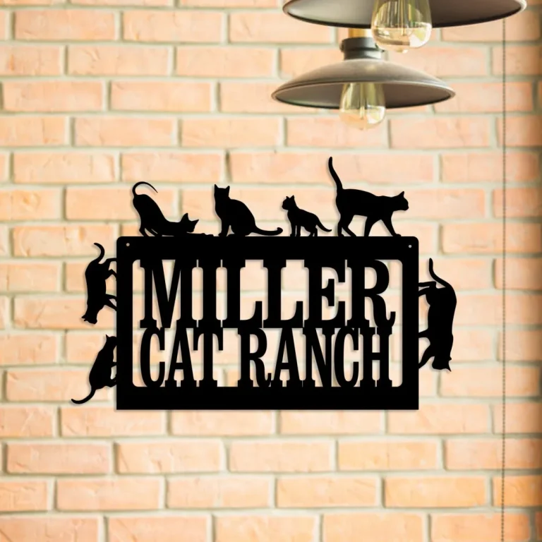 Personalized Cat Ranch Metal Sign, Custom Pet Housewarming