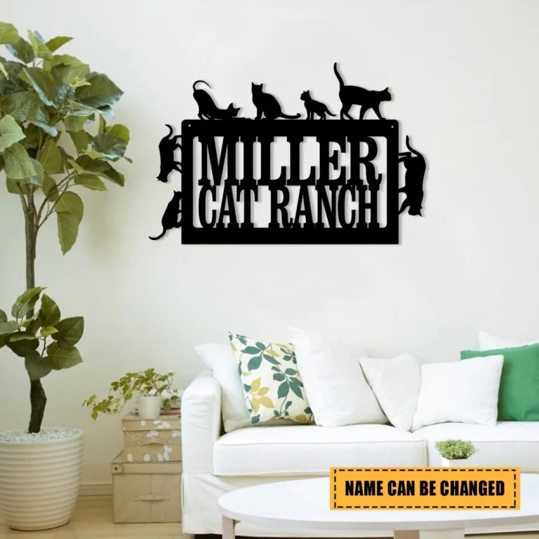 Personalized Cat Ranch Metal Sign, Custom Pet Housewarming