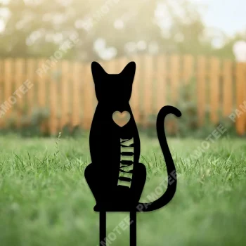 Cat Metal Sign, Custom Pet Housewarming Metal Garden Sign, Stake