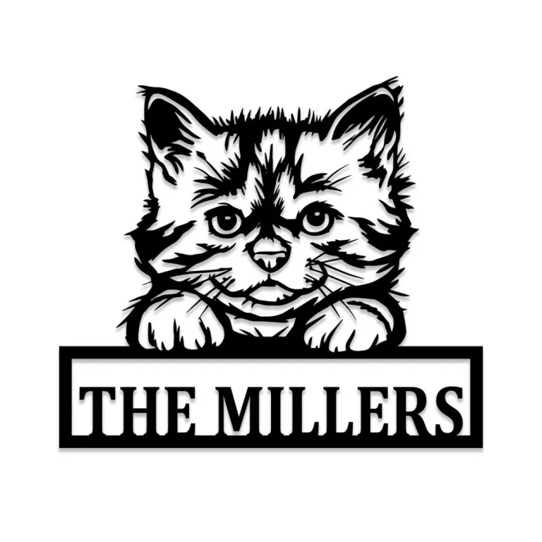 Personalized Kitty Cat Metal Sign, Custom Pet Housewarming Wall Decor