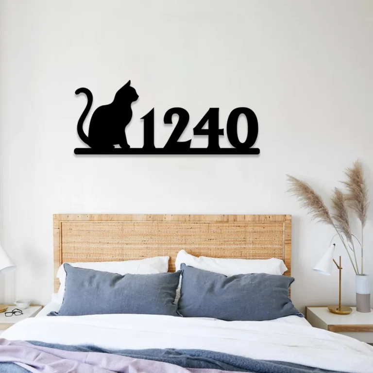 Personalized Address Cat Metal Sign, Custom Pet Housewarming Metal Art