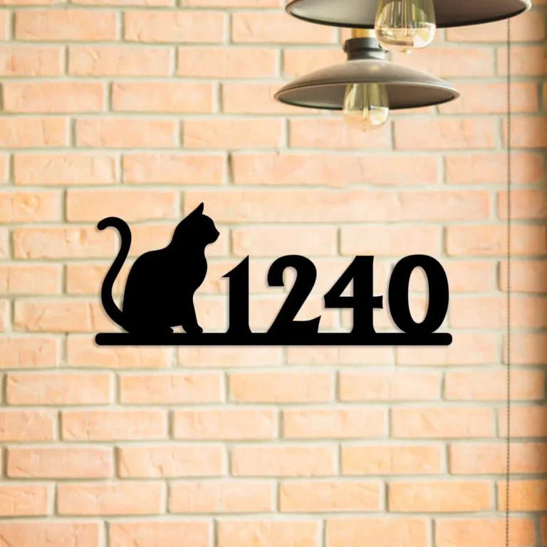 Personalized Address Cat Metal Sign, Custom Pet Housewarming Metal Art