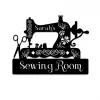 Personalized Sewing Machine Metal Sign, Sewing Room Metal Art