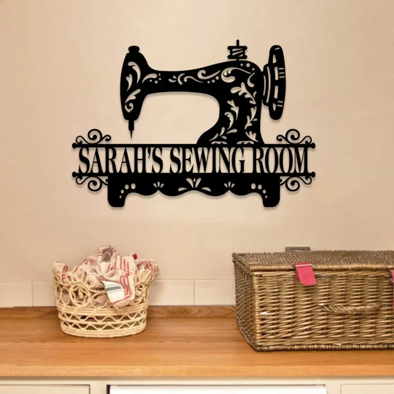 Sewing Machine Metal Sign, Custom Quilting, Seamstress Room Metal Wall Decor