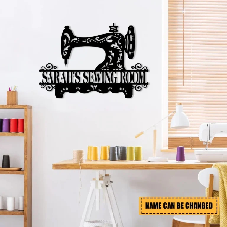 Sewing Machine Metal Sign, Custom Quilting, Seamstress Room Metal Wall Decor
