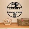 Personalized Sewing Machine Metal Sign, Custom Sewing Room Metal Art