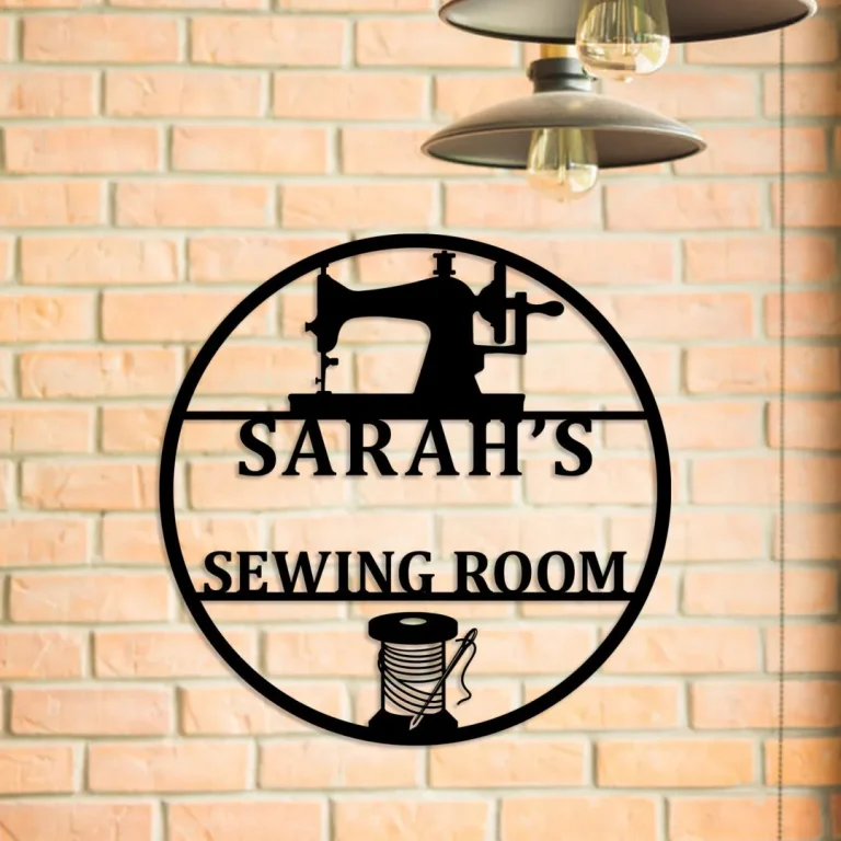 Personalized Sewing Machine Metal Sign, Custom Sewing Room Metal Art