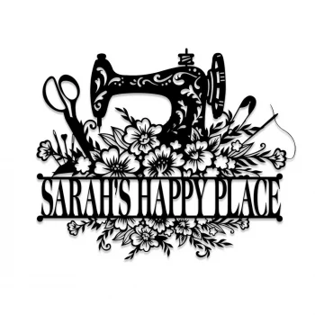 Personalized Sewing Machine Metal Sign, Seamstress, Tailor Room Metal Art Gift For Her