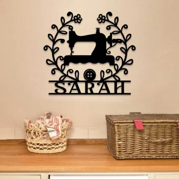 Sewing Machine Metal Sign, Custom Quilting, Seamstress, Tailor Room Metal Art