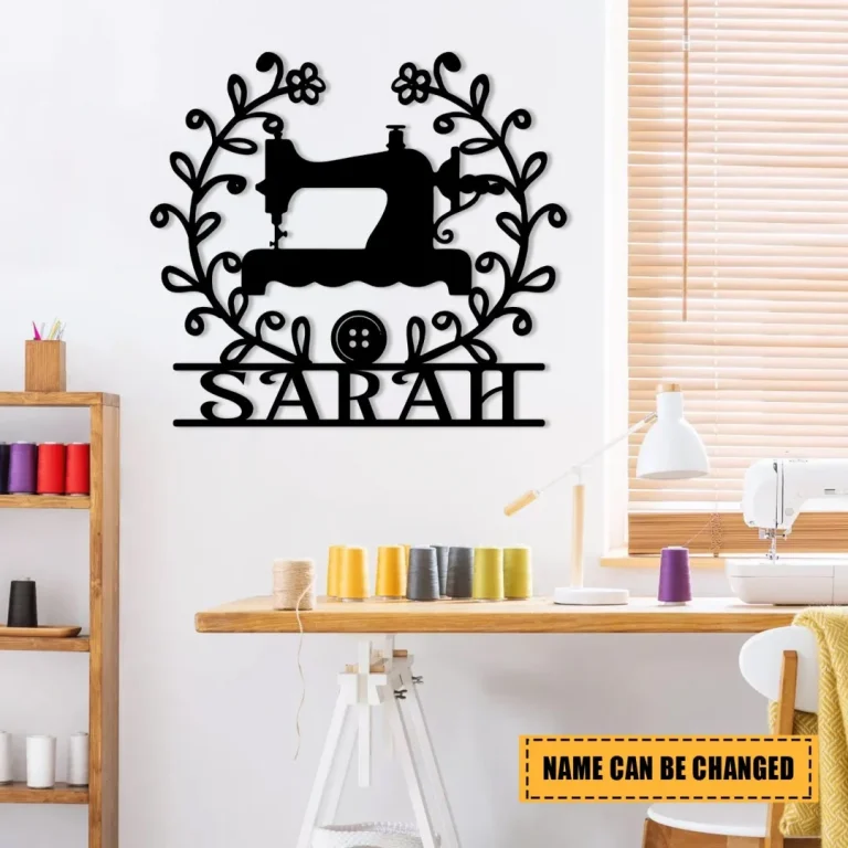 Sewing Machine Metal Sign, Custom Quilting, Seamstress, Tailor Room Metal Art