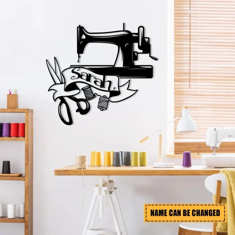 Personalized Sewing Machine Metal Sign, Custom Quilting, Seamstress