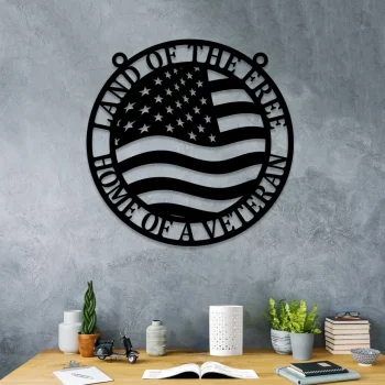 Personalized Land Of The Free Home Of A Veteran Metal Sign, Custom Military Metal Art, Wall Decor