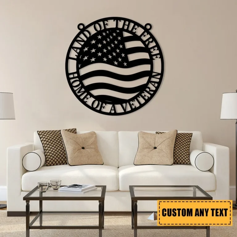 Personalized Land Of The Free Home Of A Veteran Metal Sign, Custom Military Metal Art, Wall Decor