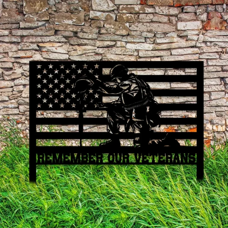 Personalized Remember Our Veteran Metal Sign, Veterans Day Gift For Proud Soldiers