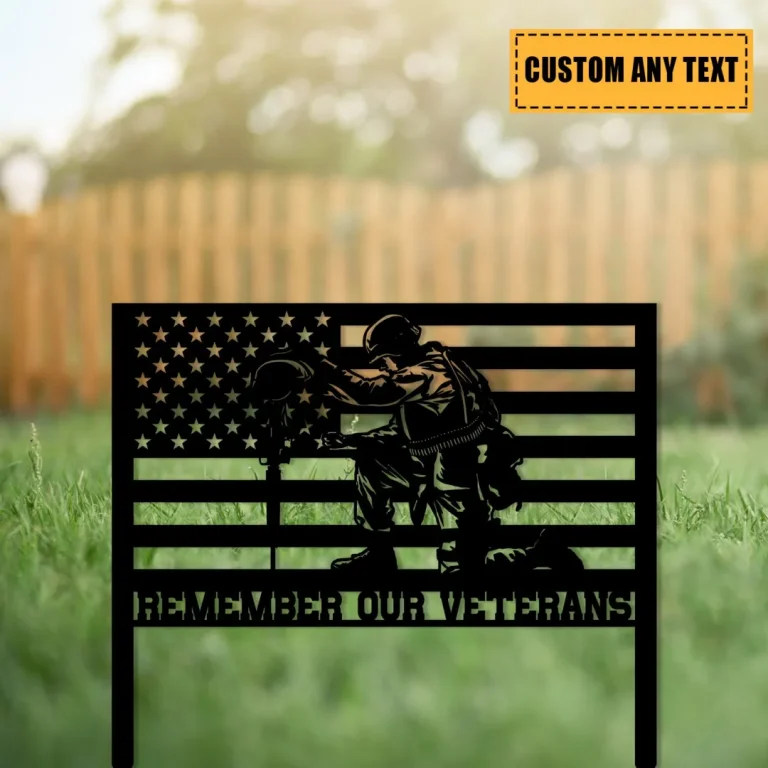 Personalized Remember Our Veteran Metal Sign, Veterans Day Gift For Proud Soldiers