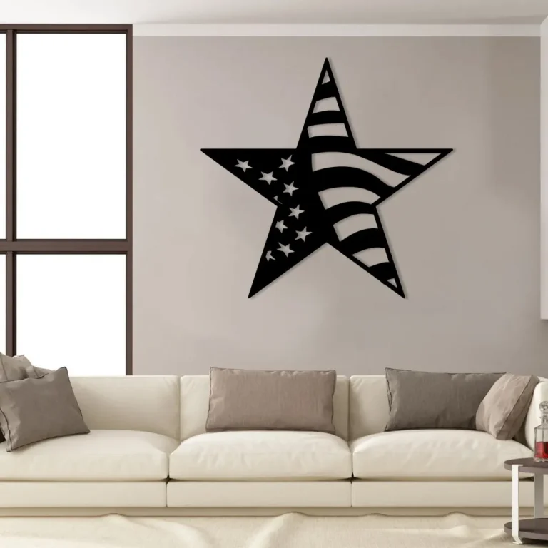 American Flag Star Veteran Metal Sign, Memorial Day Military Metal Art