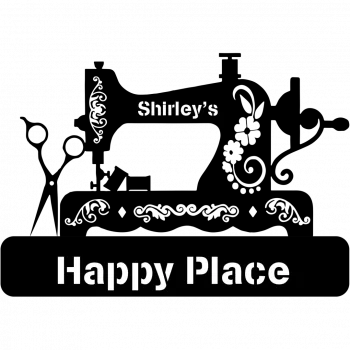 Personalized Sewing Machine Happy Place Metal Sign Art, Cut Metal Sign, Metal Wall Art, Metal House Sign