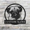 Personalized Pug Monogram Metal Wall Decor, Cut Metal Sign, Metal Wall Art, Metal House Sign