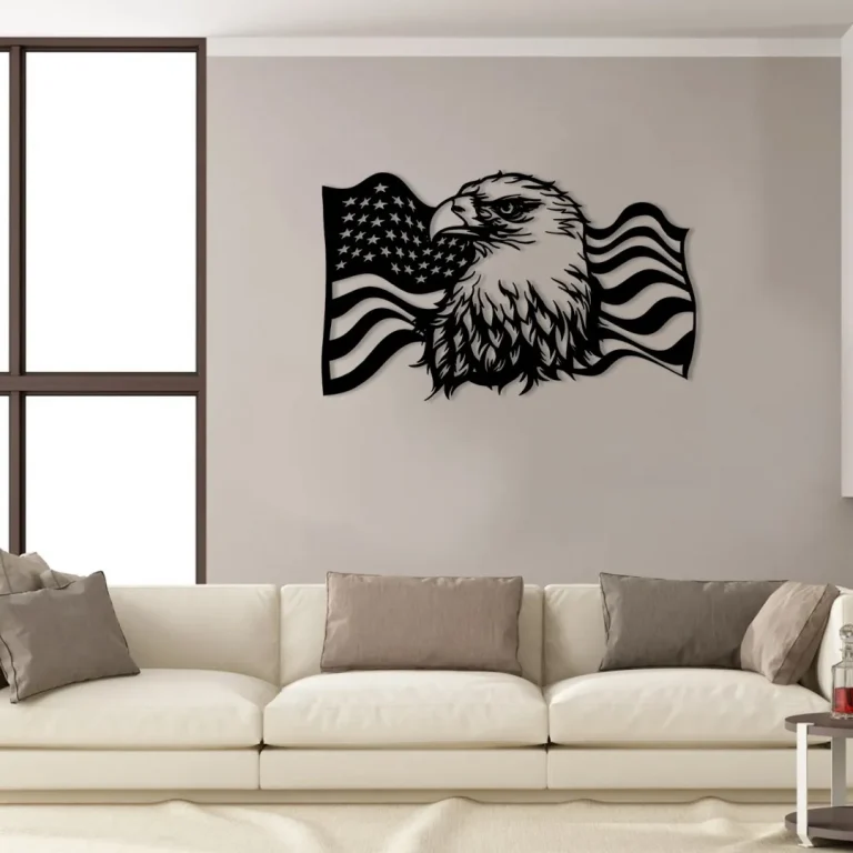 Bald Eagle American Flag Veteran Metal Sign, Wall Decor