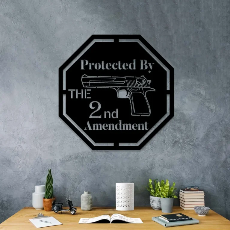 Protected By The 2nd Amendment Gun Veteran Metal Sign