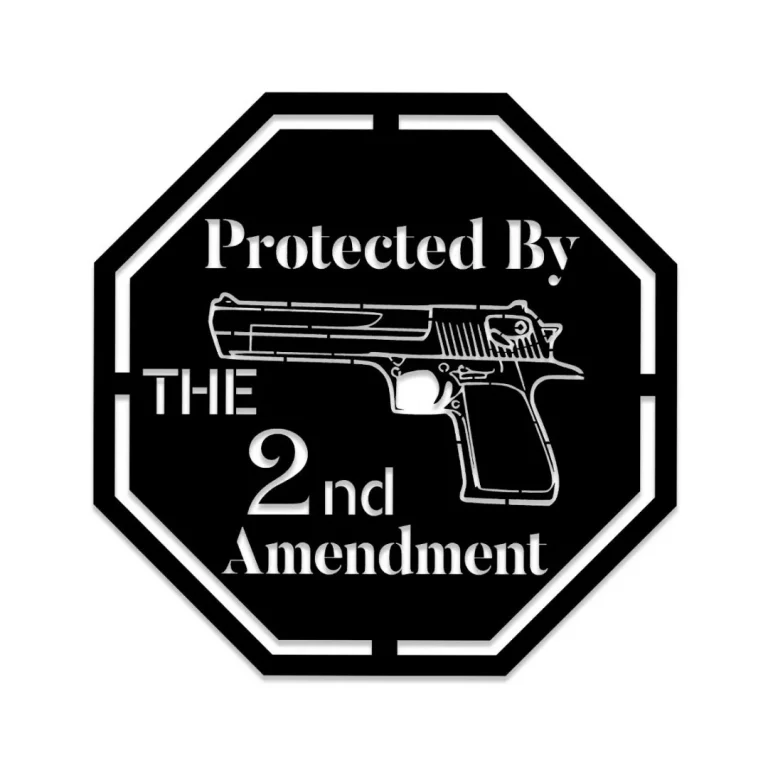 Protected By The 2nd Amendment Gun Veteran Metal Sign