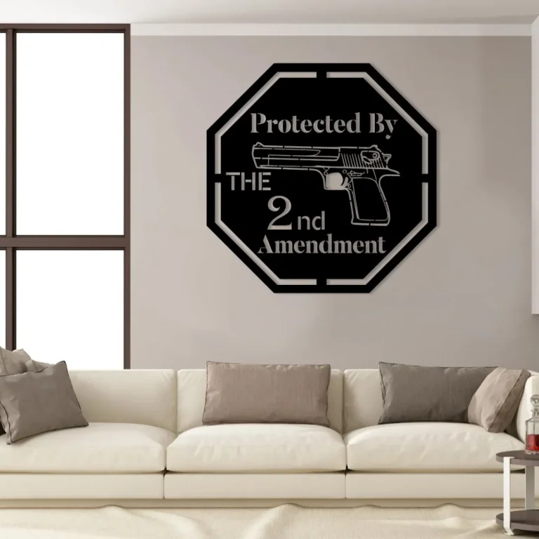 Protected By The 2nd Amendment Gun Veteran Metal Sign