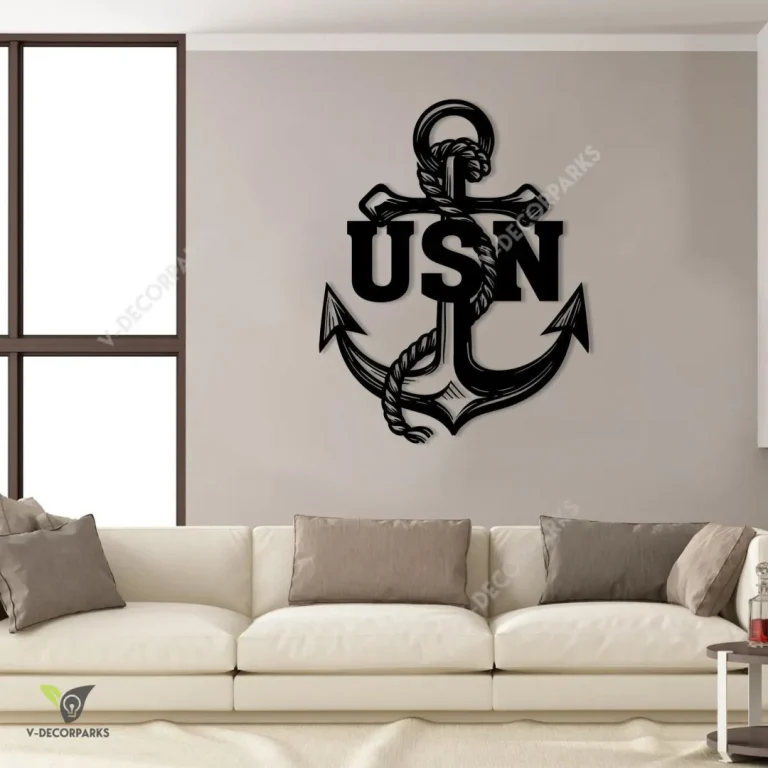 Usn Us Navy Anchor Veteran Metal Wall Decoration