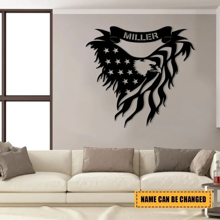 Personalized Bald Eagle We The People American Flag Veteran Metal Wall Decor