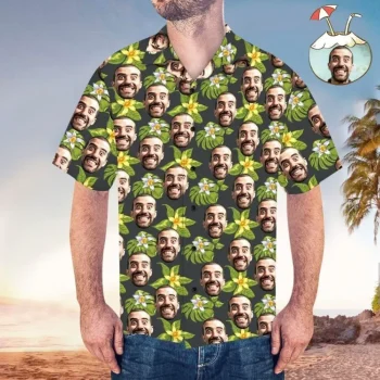 Custom Face Hawaiian Shirt, Custom Face Lover Gifts, Hawaii Shirt Men, Aloha Shirt, Tropical Sleeve Summer All Size