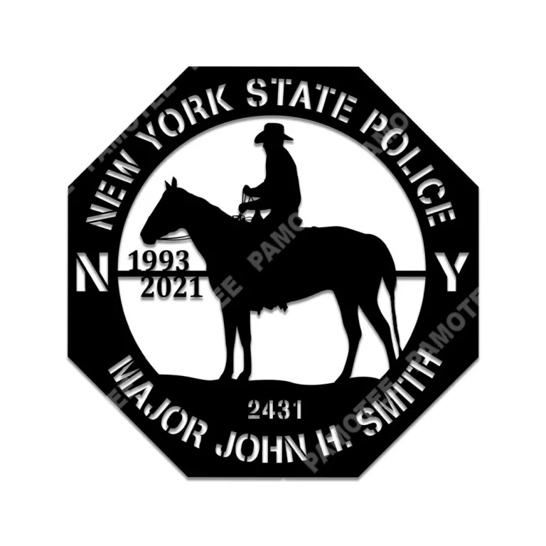 Custom Sheriff Riding Horse Metal Sign Monogram, Newyork Police Decor