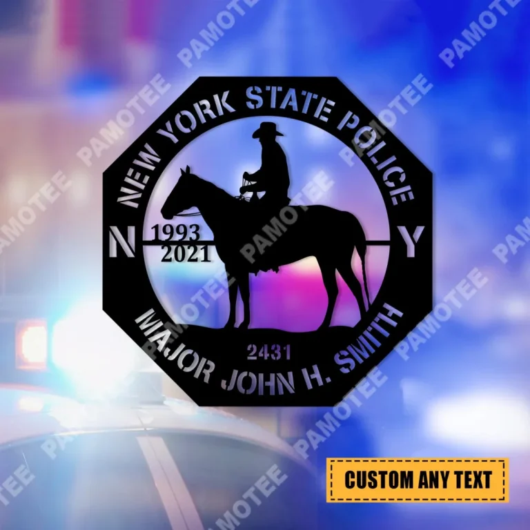 Custom Sheriff Riding Horse Metal Sign Monogram, Newyork Police Decor