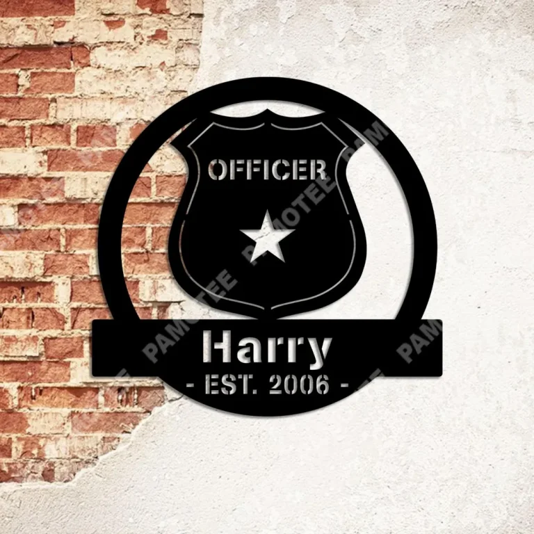 Police Badge Wall Art, Custom Metal Sign For Officer