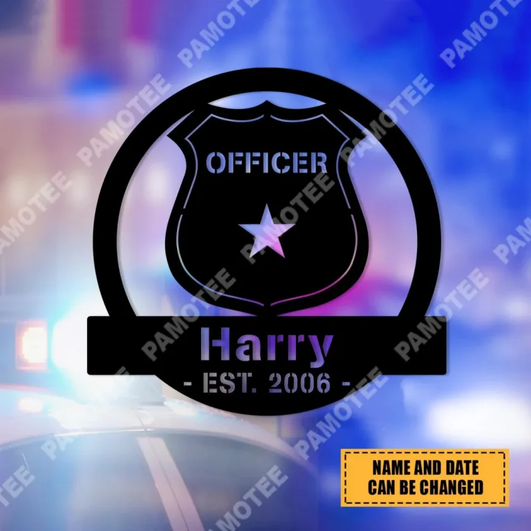 Police Badge Wall Art, Custom Metal Sign For Officer