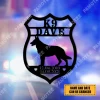 Personalized German Shepherd Dog Name Police Metal Wall Hanging, K9 Metal Art