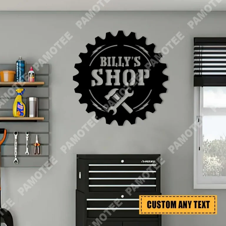 Customized Name Tool Shop Metal Sign, Garage Wall Decor