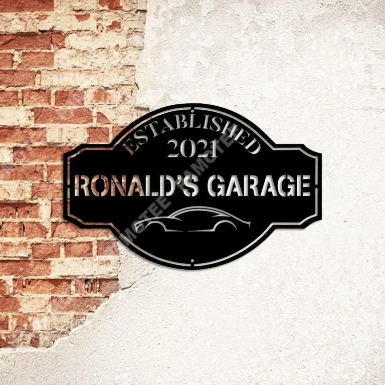 Custom Name And Established Date Metal Art, Car Garage Decoration