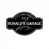 Custom Name And Established Date Metal Art, Car Garage Decoration