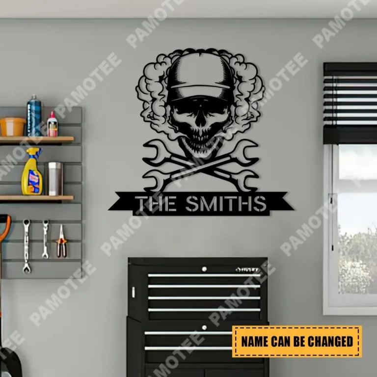 Custom Skull Garage Metal Decor, Plaque, Father's Day Gift